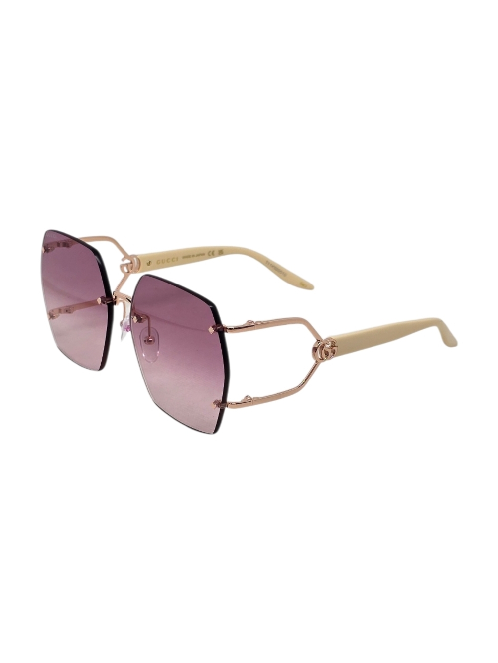 Gucci Rimless Sunglasses with Purple Gradient Lenses and Gold-Tone Frame